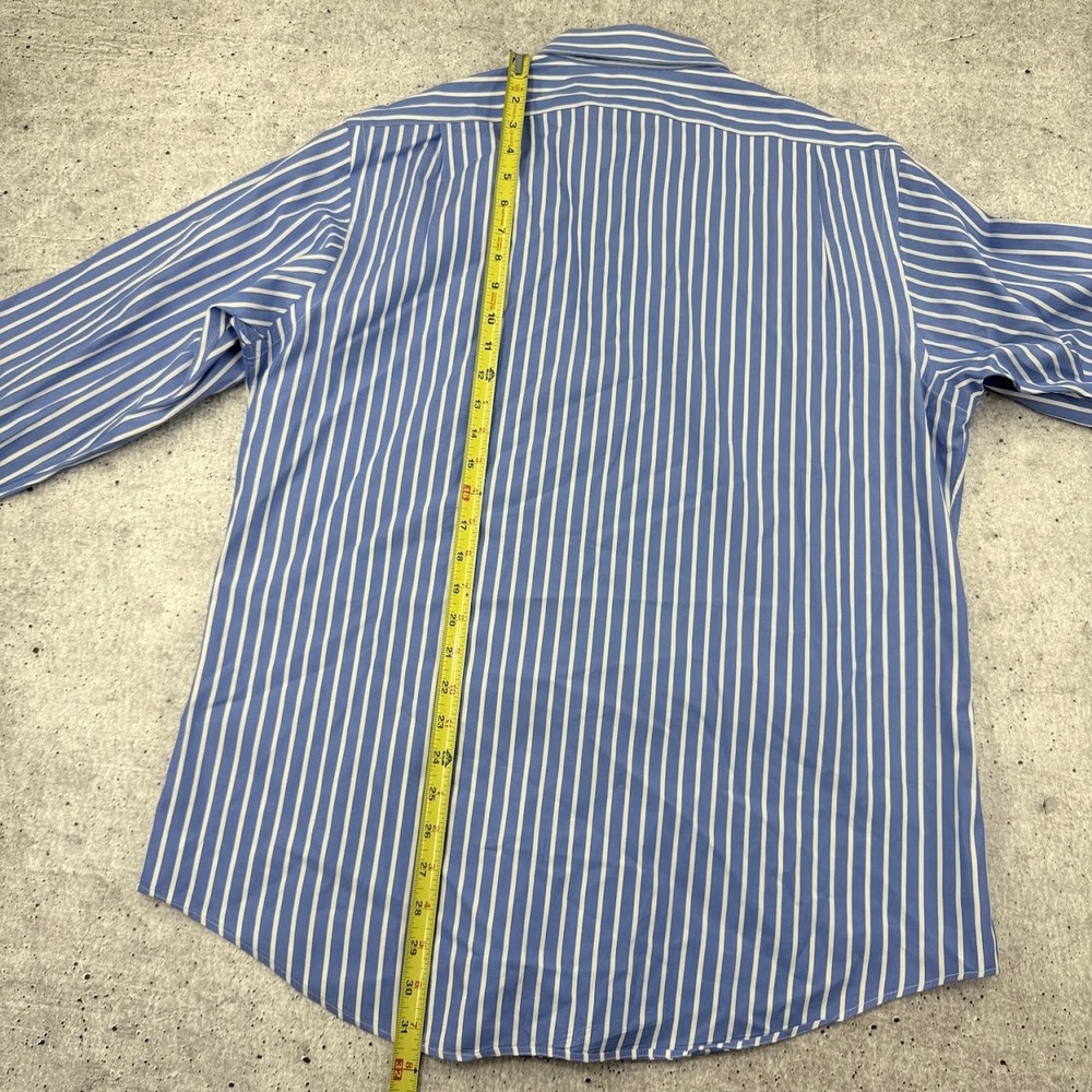 Vintage Polo Ralph Lauren Curham Button Up Blue White Stripes Mens 16.5 32/33 - Picture 7 of 11